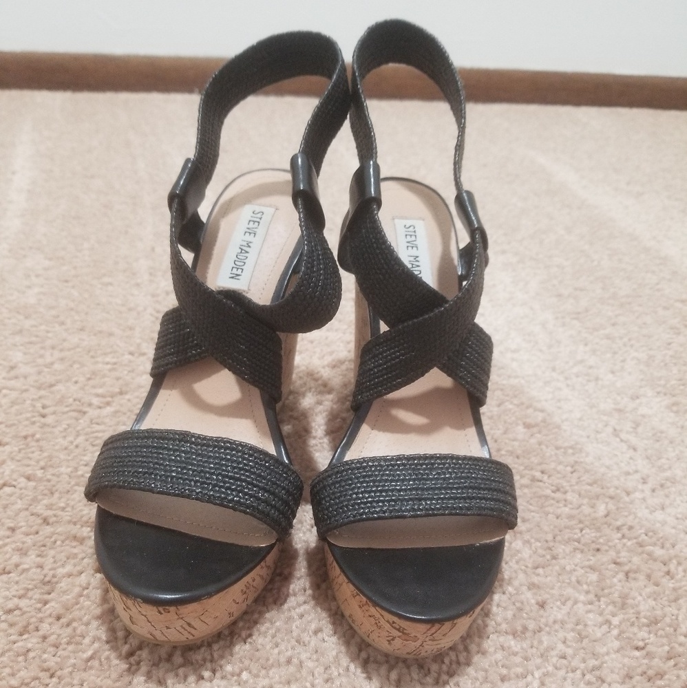 Black Strappy Wedges